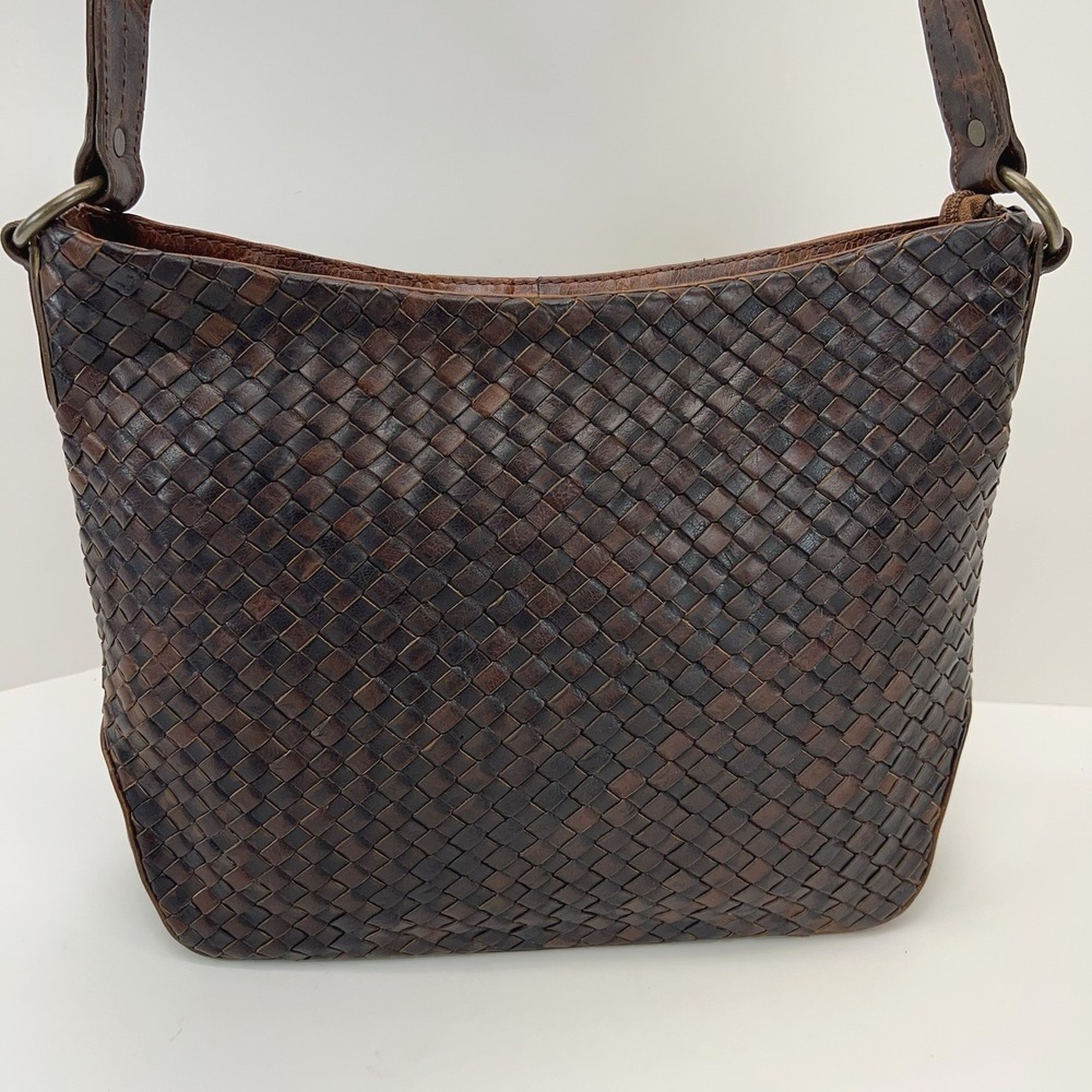 WILSONS LEATHER Woven Shoulder Purse Brass Rings Western Rustic Boho Tote Bag